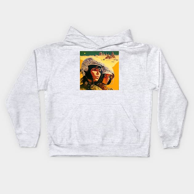 We Are Floating In Space - 70 - Sci-Fi Inspired Retro Artwork Kids Hoodie by saudade